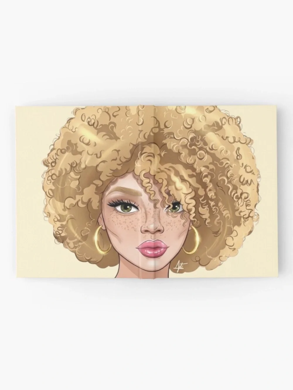 “Borrowed Sun” Illustrated Afro Portrait Hardback Journal